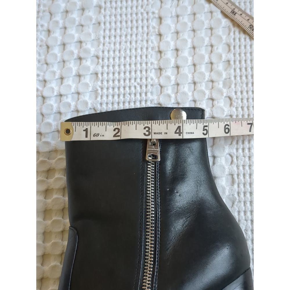 All Saints Ana Heeled Ankle Leather Boots Zip Black Sz 8 Party Club - Picture 12 of 12